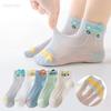 5 Pairs Kids Cotton Mesh Socks Summer Breathable Cartoon Sports Ankle Socks For Boys Girls Students Thin