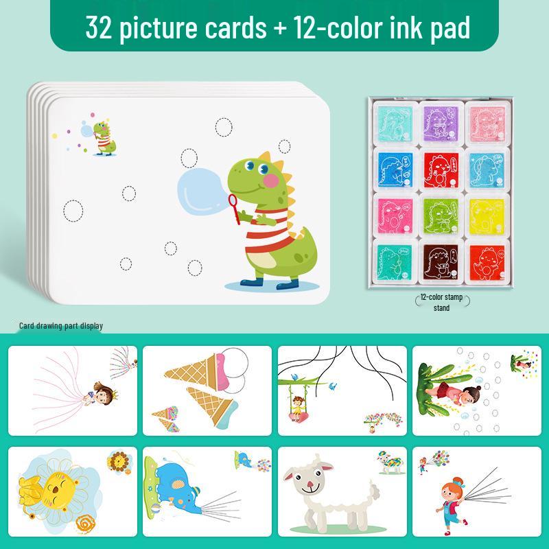 24-Color Children's Finger Painting Inkpad Set - Includes Stamp Pad, Handprint/Fingerprint Palette for Kindergarten