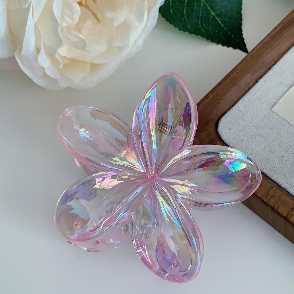 6 Stück durchsichtige Farbverlauf-Blumen-Haarspangen, Harz-Anti-Rutsch-Design, perfekt für das Haarstyling und als Urlaubsgeschenk.
