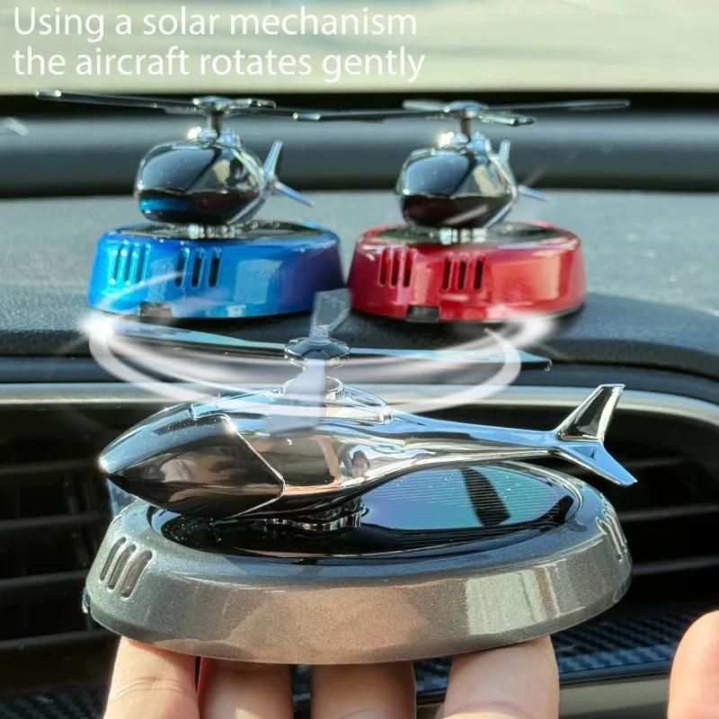 Solar Powered Car Air Freshener Rotating Airplane Decor Auto Fragrance Dispenser with Essential Oil for Vehicle Interior