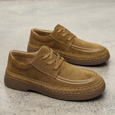 Luxury Genuine Leather Men Suede Shoes Brand High Quality Casual Shoes For Men Laces Up Breathable Walk Shoes Fashion Sneaker