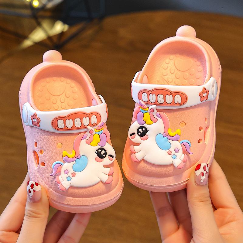 Chaussures Sabots Dessin Animé DIY pour Enfants Filles, Claquettes d'Été pour Tout-Petits, Bout Anti-Collision Mignon, Âges 1-3