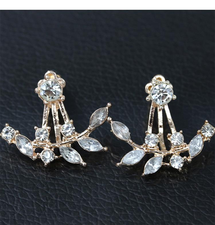 Trendy Crystal Small Stud Earring For Women Korean Daisy Leaves Girls Sweet Earring Fashion Jewelry Accessories