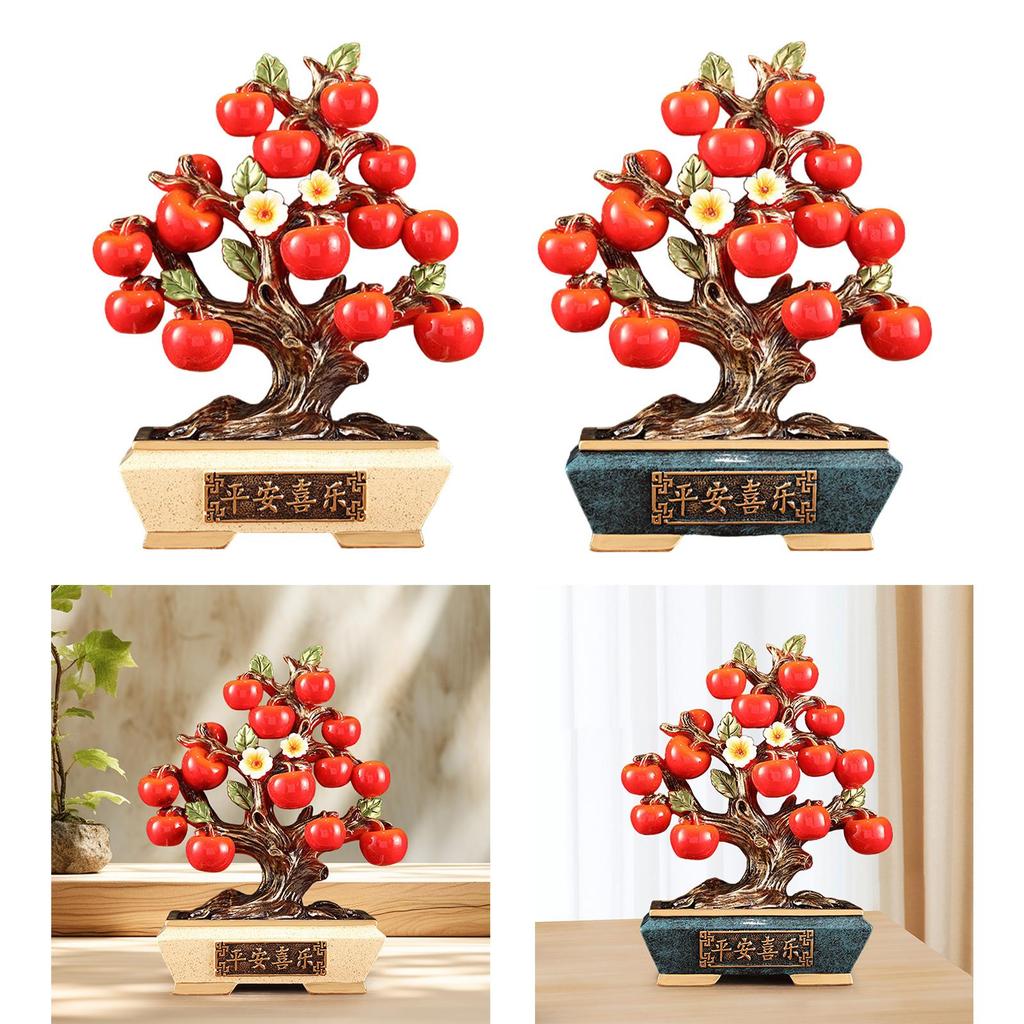 Persimmon Resin Statue Holiday Table Centerpiece Collectible Chinese Lucky Decoration for Home Farmhouse Party Festival Cabinet