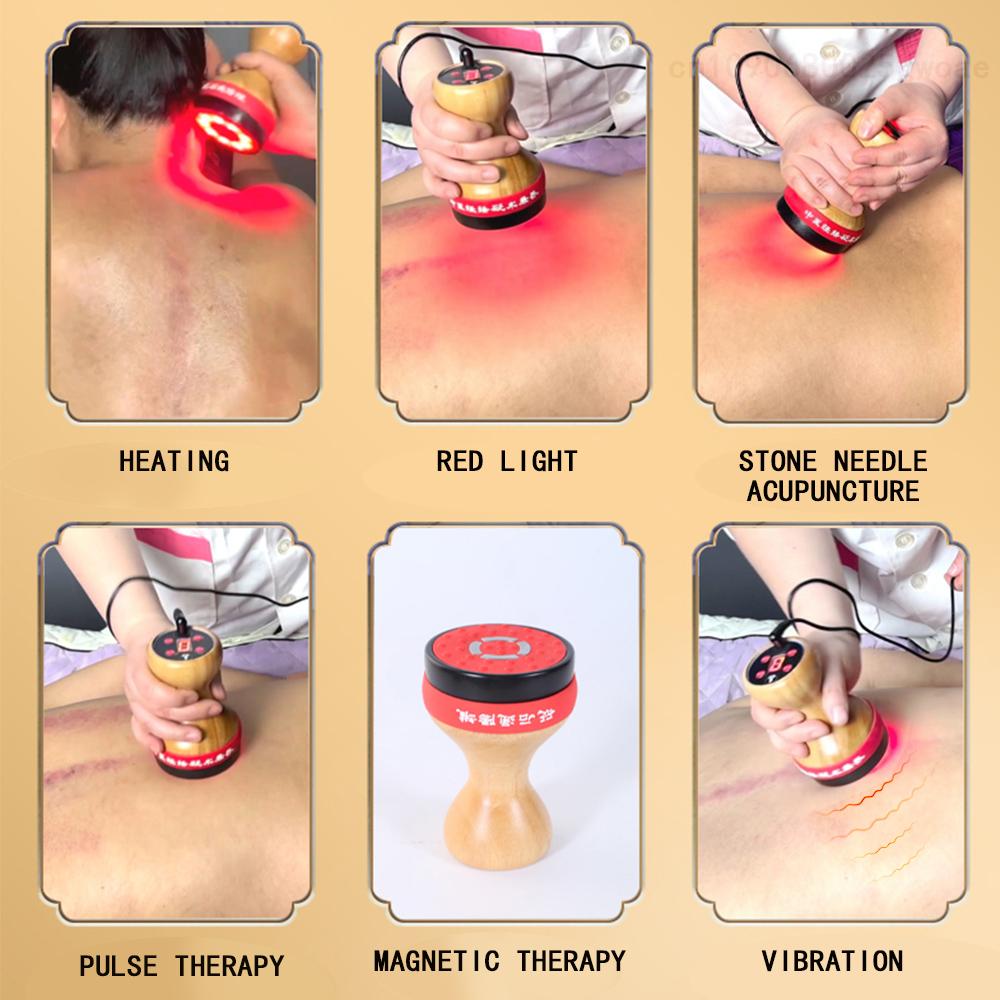 EMS Hot Stone Scraping Cellilute Remove Massager Body Gua sha Fat Burner Red Light Therapy Heating Vibration Lymphatic Drainage