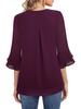 Women's V-Neck Double-Layer Chiffon Top with Flare & Tie-Waist Detailing