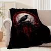 [Gothic Crow Blanket] Gothic Crow Pattern 1pc Flannel Blanket | Halloween Gift Blanket for Family and Friends Midday Nap Blanket