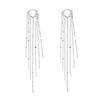Long Dangle Earrings with Multiple Chain Strands, Round Disc Details and Hinged Hoop Clasps for Parties and Dinners