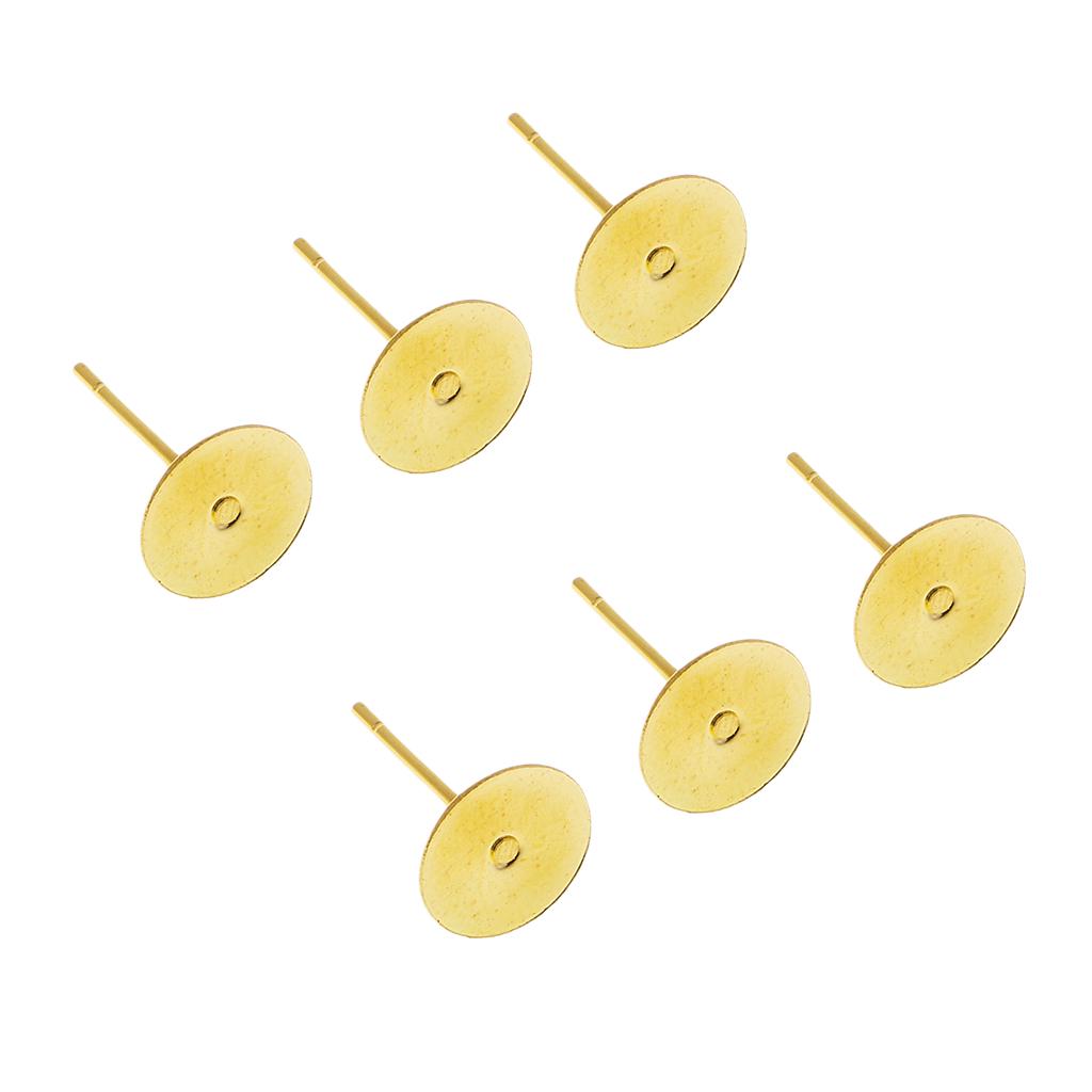 MegaPet 50pcs Golden Earring Posts - Blank Stud Settings For 6mm Cabochons, DIY Jewelry Making - View #4