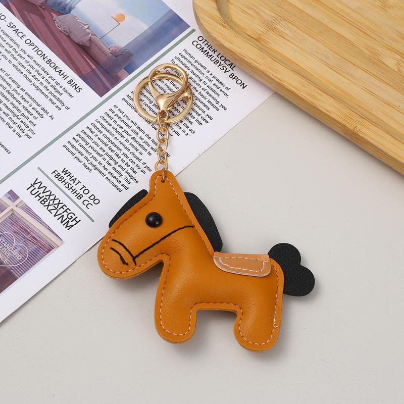 Schöner Leder Pony Schlüsselanhänger Cartoon Niedlich Tierkreiszeichen Pferd Anhänger Autoschlüsselanhänger Rucksack Hängende Dekoration Neujahrsgeschenk