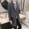 Men Fall Winter Coat Solid Color Lapel Mid Length Long Sleeve Cardigan Single Breasted Anti Wrinkle Business Formal Style Coat