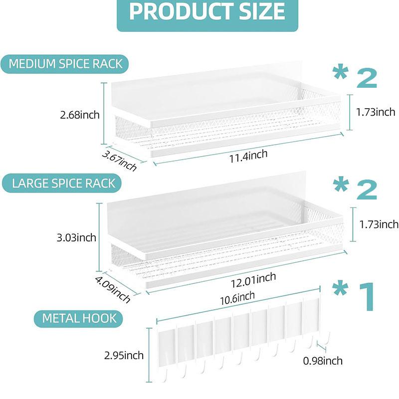 Magnetic No-Drill Kitchen Spice Rack & Multi-Functional Storage Shelf
