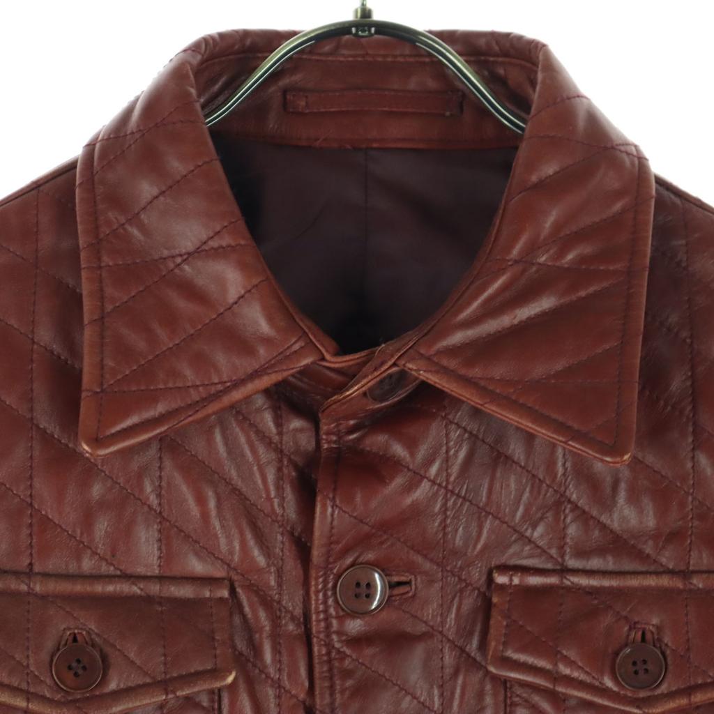 ABAHOUSE Long Sleeve Quilting Leather Jacket 2 Brown Cowhide Men's Used
