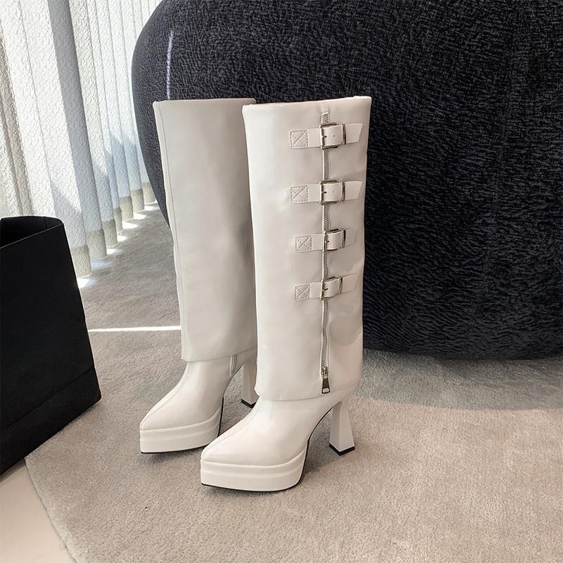 Pointed Toe Stiletto Heel High Boots Autumn New Platform Non-Slip Zip Non-Slip Single Shoes