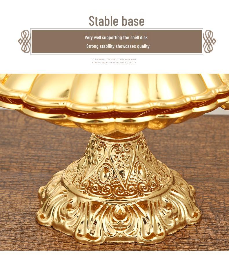Elegant Tall-Legged Wrought Iron Fruit Bowl with Creative Shell Design for Home Decor In European Retro Style