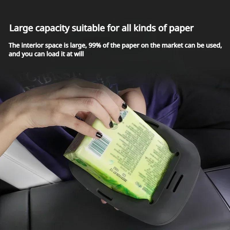 Car Tissue Box For Tesla Model 3/Y/S/X Model Y Juniper 2026 Armrest Tissue Box Hidden Pendant Backrest Paper Bag Accessories