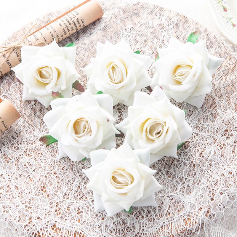 Artificial Flowers for Wedding Flannel Rose Wreath Home Room Festival Decor Diy Box Scrapbook Background Wall Crafts Fake Plants