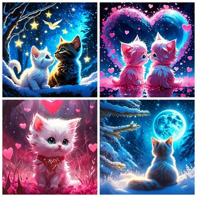 5D DIY Diamantmalerei Mosaik Katze Fantasie Voll Quadratisch Rund Stickerei Mosaik Tier Cartoon Handgefertigt Heimdeko