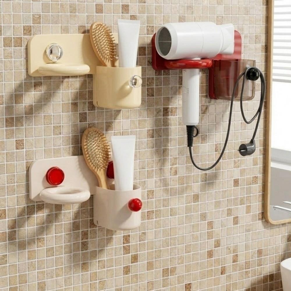 Punch Free Hair Dryer Holder Wall Mounted Hair Dryer Storage Rack Blower Holder for Toilet