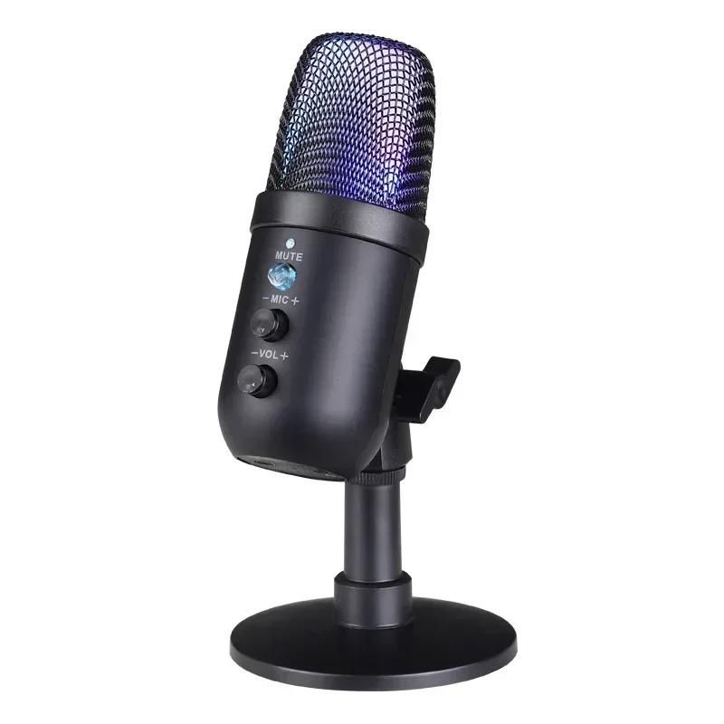 

ZFSZ MU1000 RGB Condenser USB Microphone with Mute Button & Echo Control, Desktop Mic for Gaming Live Stream Podcast чорний