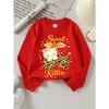 European Sizes Girls Soft Crewneck Sweatshirt Sweet Kitten Leopard Cherry Print Design, Casual All-Match, Ideal Holiday Present