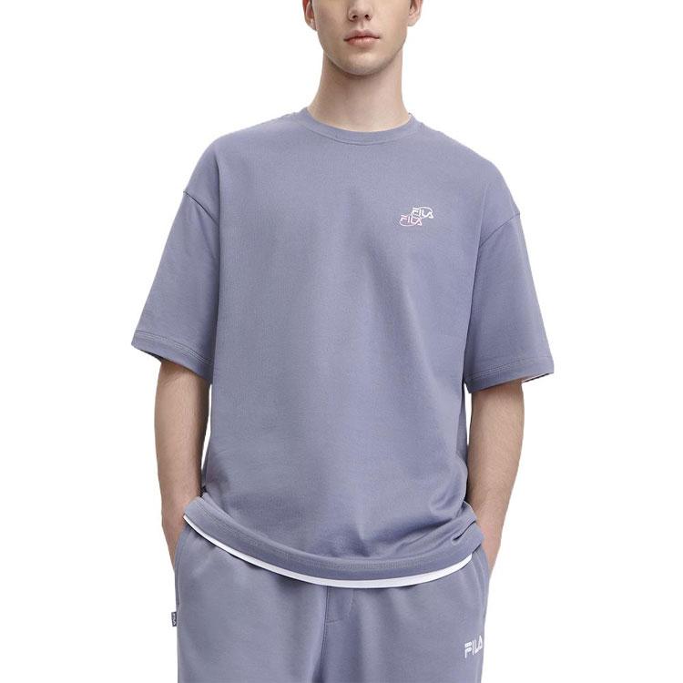 

New FILA Valentine s Day Collection Drop Shoulder Sleeve T Shirt Unisex Cyan Brick Gray F11U329104FDY XL