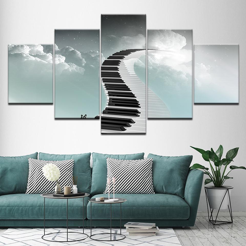 Canvas Painting Piano keyboard Step by step 5 Pieces Wall Art Painting Modular Wallpapers Poster Print living room Home Decor