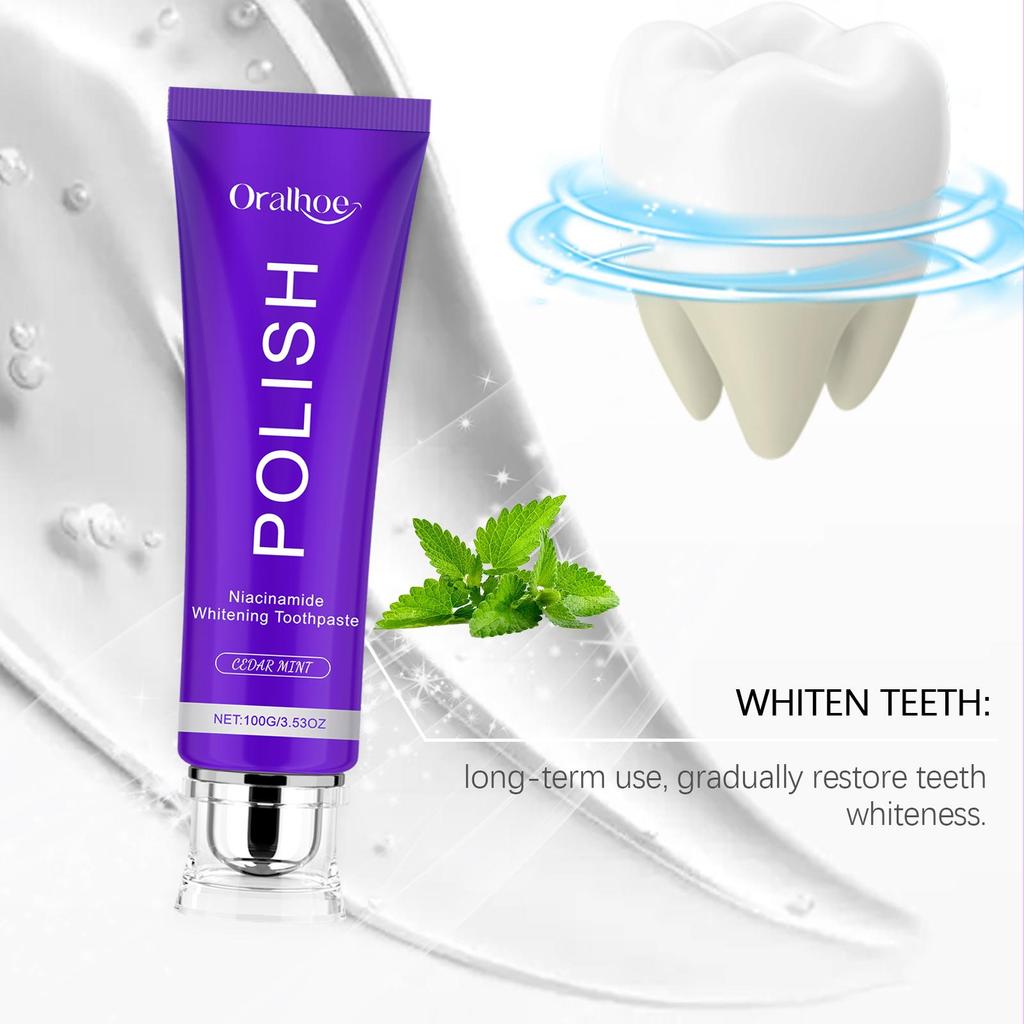 Niacinamide Whitening Toothpaste Dental Plaque Stains Removal Promote Bright White Teeth Cleaning Fresh Breath Mint Toothpaste