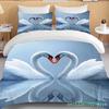 10 Sizes The Lover White Swan Bedding Sets Animal Duvet Quilt Cover Set Blue Pink Comforter Bed Linen And Pillowcase Duvet