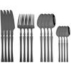 16Pcs Black Dinnerware Set Knife Fork Coffee Spoon Cutlery Set Stainless Steel Flatware Western Tableware Kitchen Silverware