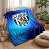 West Bromwich Albion FC Custom Name Text Flannel Blanket Soccer Logo Personalized Fleece Throw Blanket Special Gift For Sofa Bedroom Home