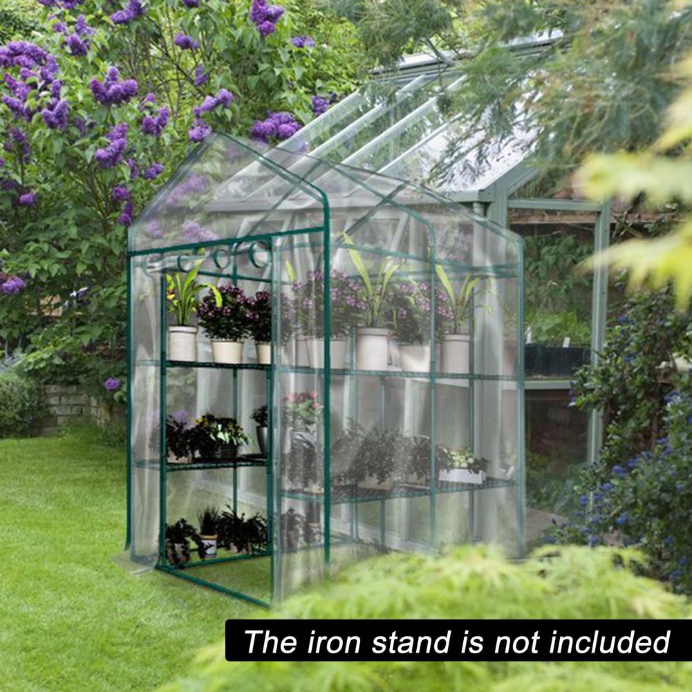 Garten Gewächshaus PVC Abdeckung Pflanzen Warm Halten Wintergarten Für Blumen Aufrollbare Fenster (Ohne Eisenrahmen) 143*143*195cm/143*73*195cm