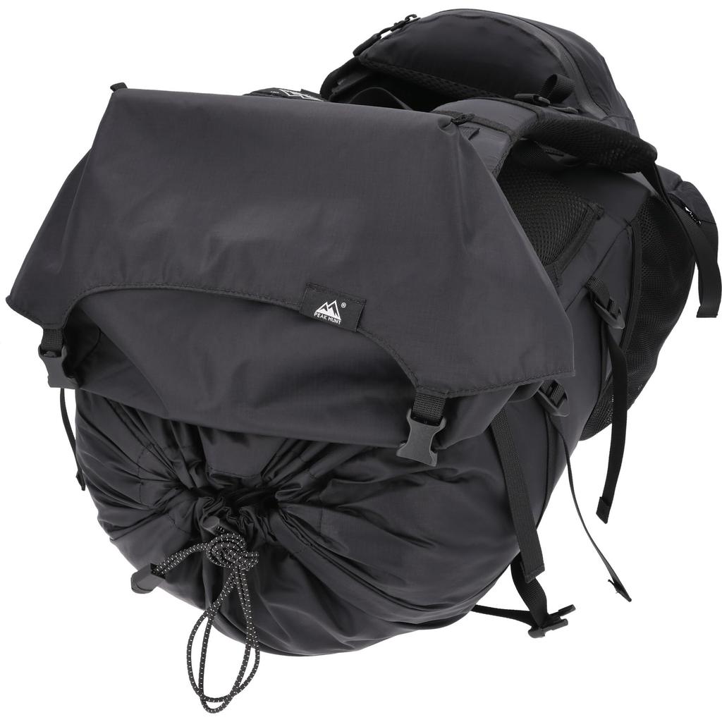 Hiking Backpack (37L + 5L) - Lightweight, Water-Resistant, Black, for Mountaineering and Trekking - PEAKHUNT