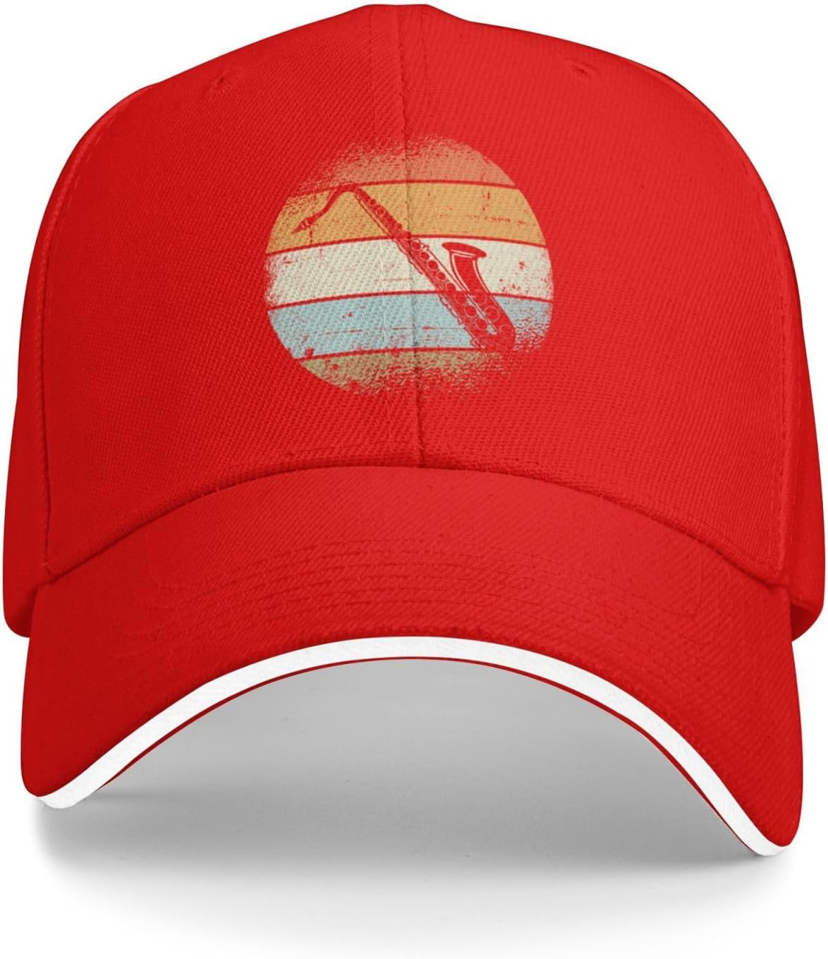 

Retro Saxophone Sunset Print Baseball Cap Vintage Adjustable Cotton Casual Hat for Unisex Adults One Size