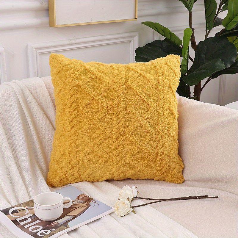 Modern Double-Sided Taffeta Plush Pillow Cover for Autumn/Winter - Sofa & Bedside Waist Support Cushion