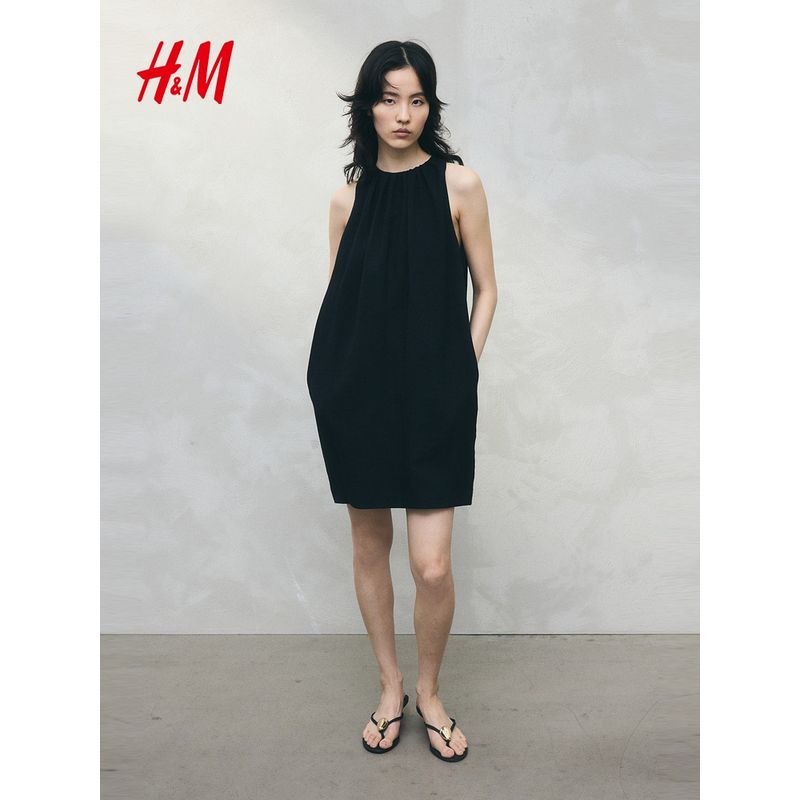 

HM Women s Clothing Dress 2025 Summer New Arrival Halterneck Dress Sleeveless Straight-leg Work Clothing Temperament Dress 1290440 Black 155/80(XS)