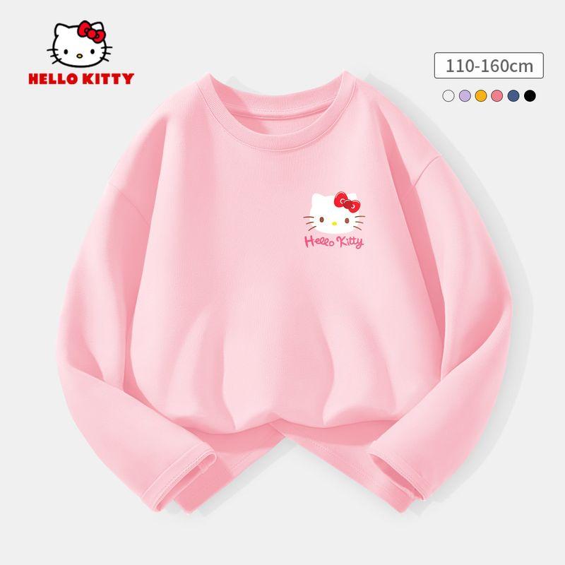 Hello Kitty Girls' Base Layer Shirt Spring 2026 New White Children's Base Layer Shirt Pure Cotton Girls' Top