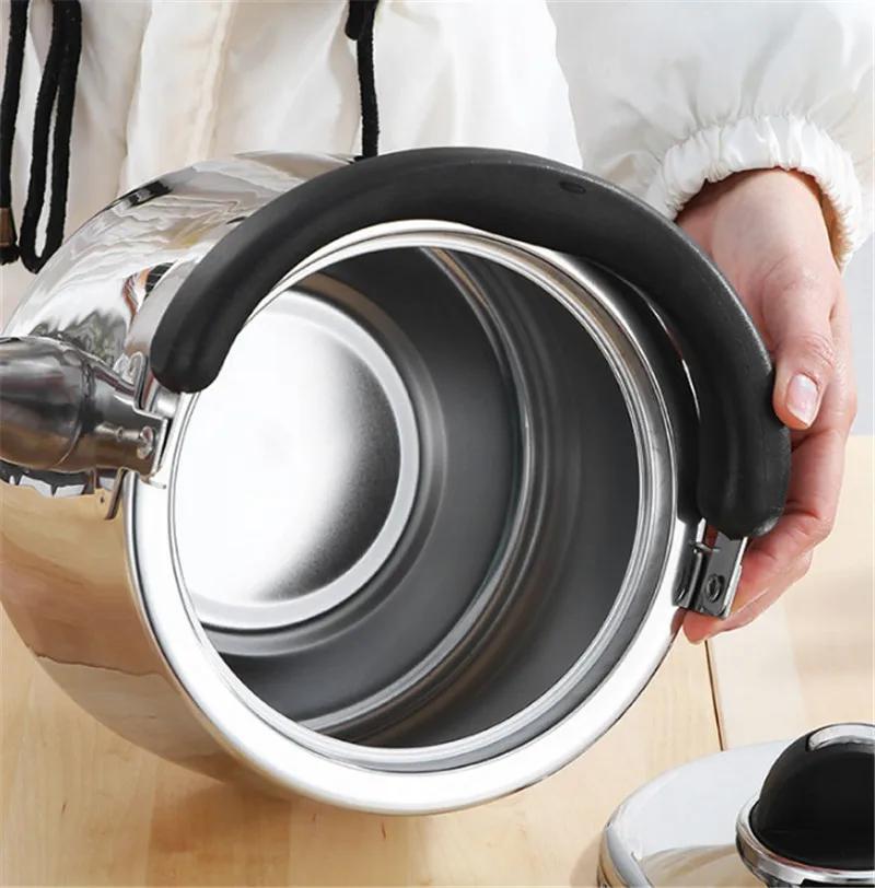 304 Stainless Steel Sound Kettle Gas Teapot Large Capacity Milk Hot Water Bottle Outdoor Camping Whistling Kitchen Tea Kettle