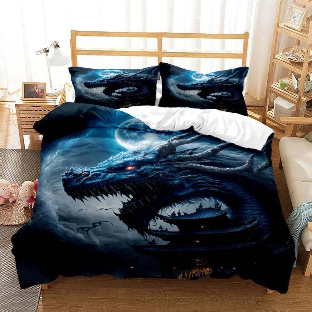 3D Dragon Tier Printed Queen Bedding Set King Size Bedding Set Soft and Comfortable Bedding Set Luxury
