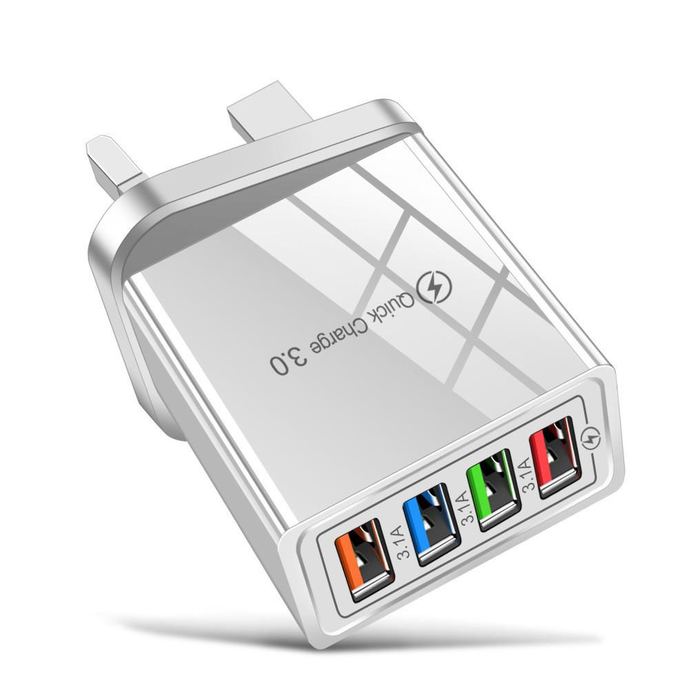 Colorful 4 Usb Phone Charger 3a Tablet Travel Charger Eu Plug Charging Head