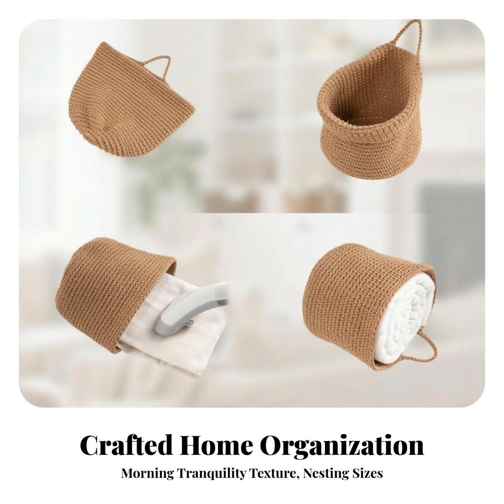 3 Pieces Wall Hanging Basket with Rope Handle Stackable for Entryway, Kitchen