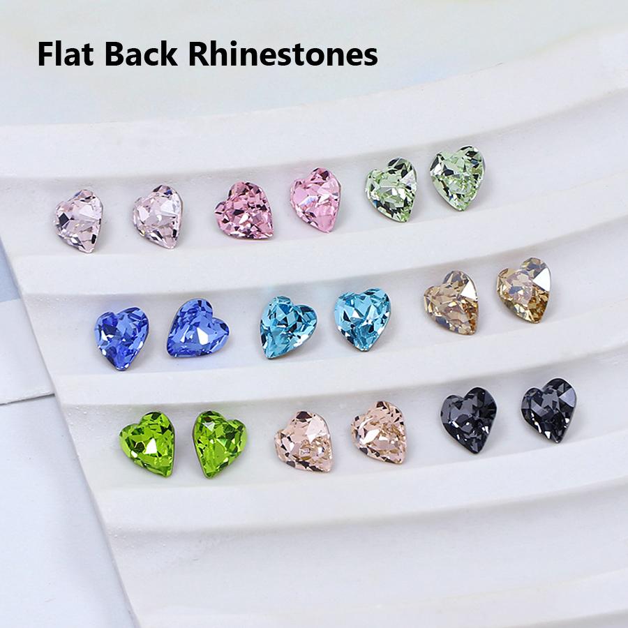 36Pcs 3D Nail Rhinestones, Flat Back Square Heart Drop Shape Wheel, Nail Glitter Gems Decorations for DIY Manicure Cell Phone Decor