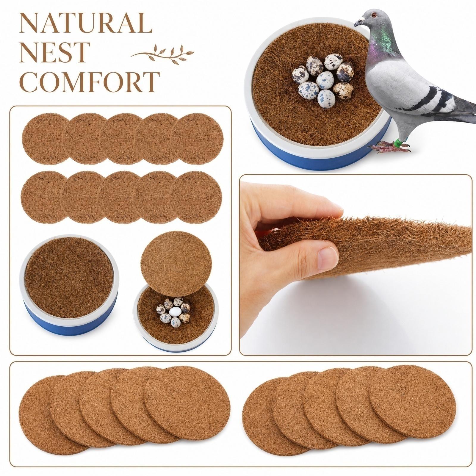 Pigeon Nesting Pads 15cm Round Coconut Fiber Pads for Egg Incubation Anti-Tip Grass Nest Pads Suitable for Pigeon Coop and Bird Nesting Use one size