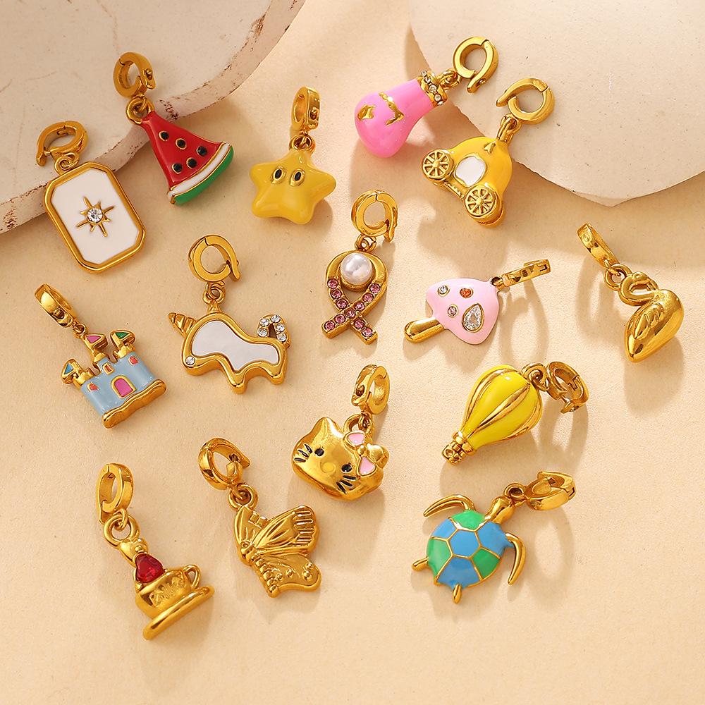 Fashion summer seaside wind DIY castle mushroom multi-element bikini buckle pendant cute enamel accessories
