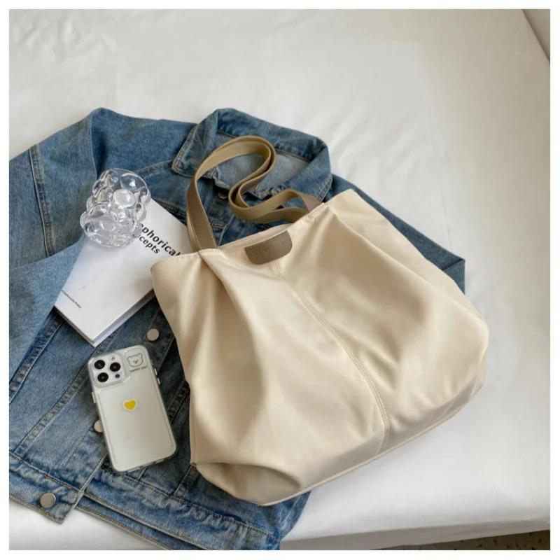 Simple Large Capacity Women's Canvas Tote Casual Thread Design Ladies Shoulder Bags Solid Color Portable Female Underarm Handbag