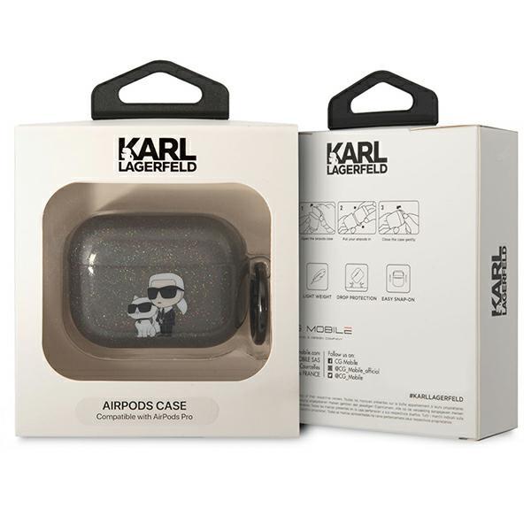Etui Do AirPods Pro Karl Lagerfeld Glitter Karl&Choupette Czarne