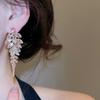 Silver Needle Tassel Earrings Full Drill Crystal Earrings Exaggerated Dangle Earrings  Dinner Party