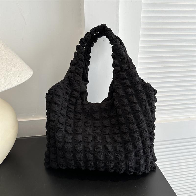 Korean Fashion Cloud Puff Floral Single-Shoulder Bag for Women - 2024 Winter Minimalist Handbag
