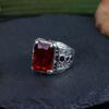 Vintage Ruby Men's Punk Jewelry Fashion Zircon Crystal Ring