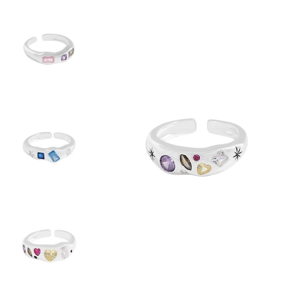 Ring Copper Adjustable For Women Showcasing Colorful Zircon Stones In Eyecatching Geometric Design For 2023